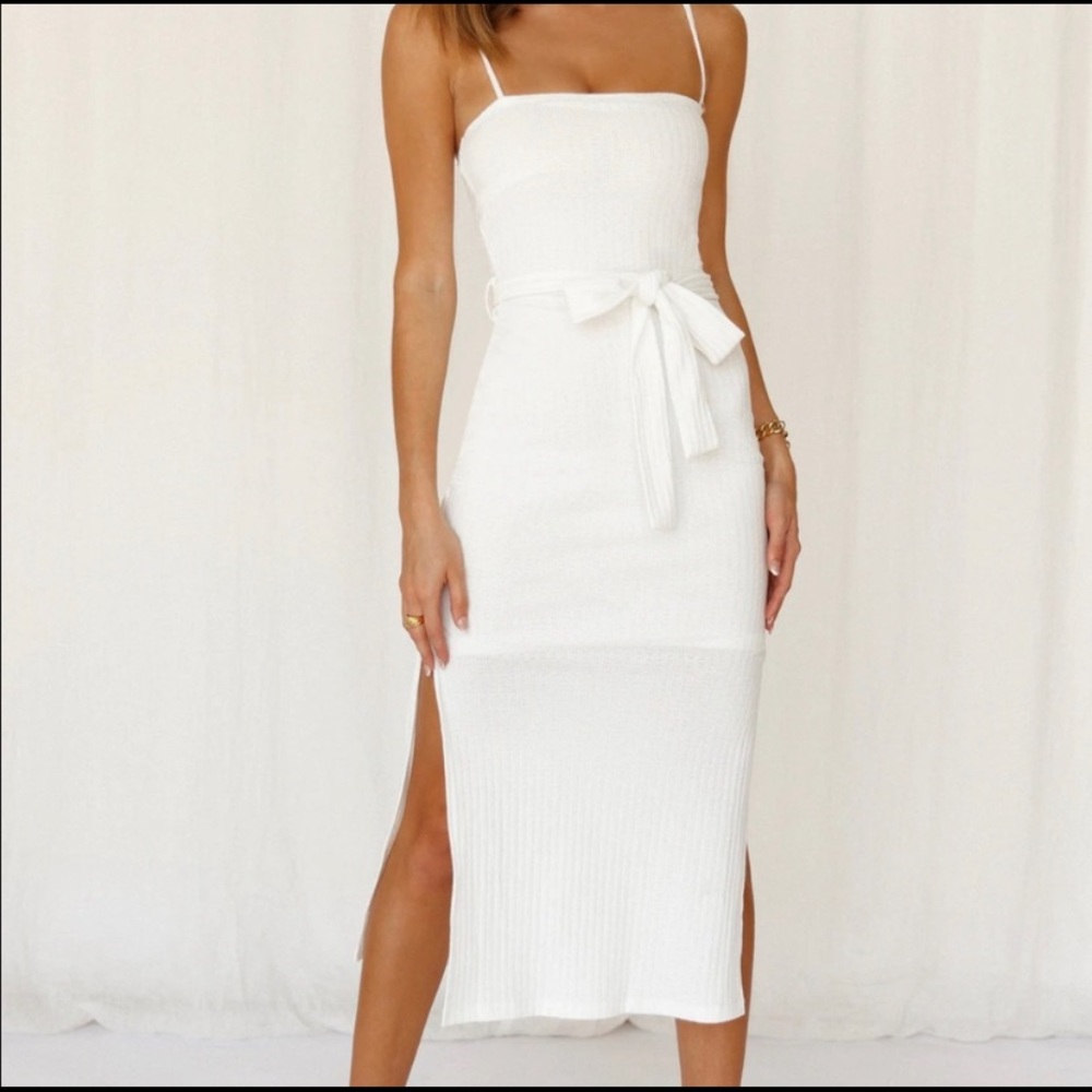 Hello Molly White Midi Dress